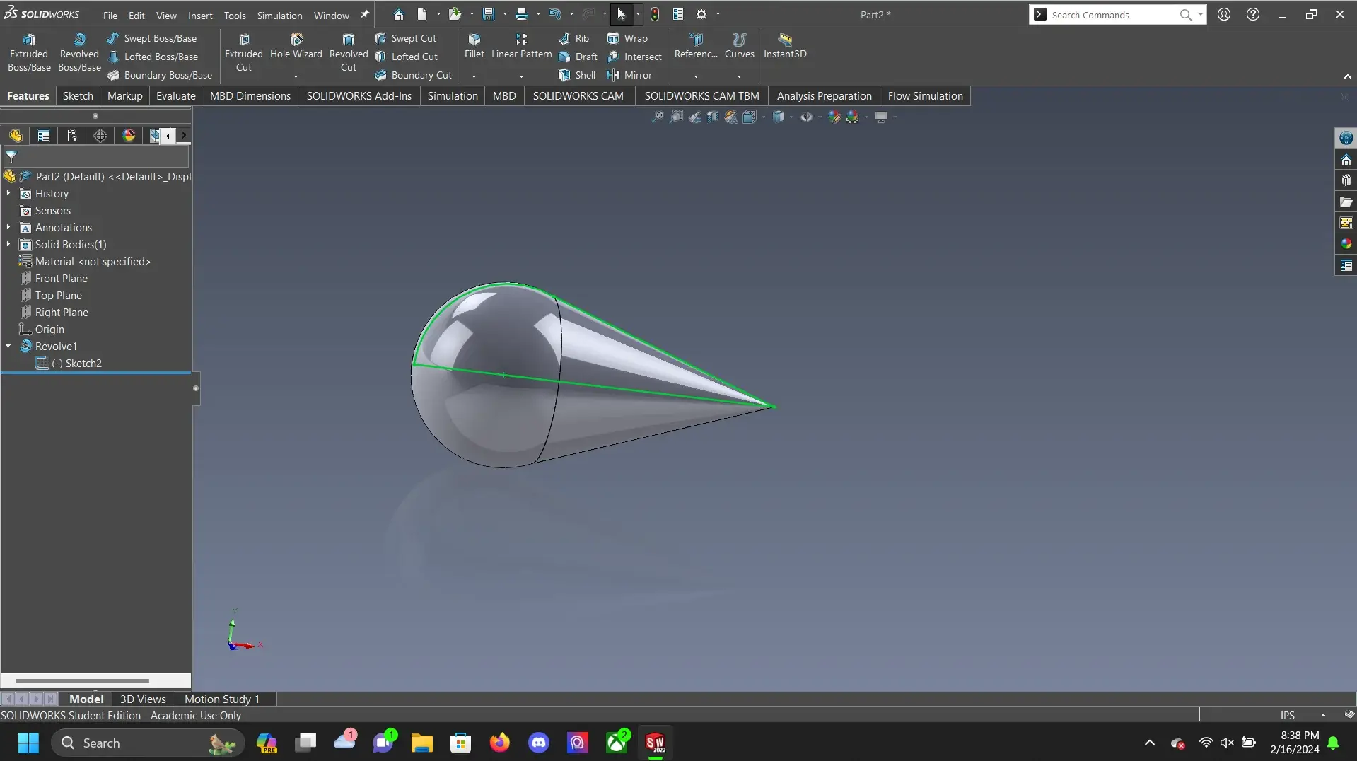 Software SolidWorks con modelo CAD de pieza industrial