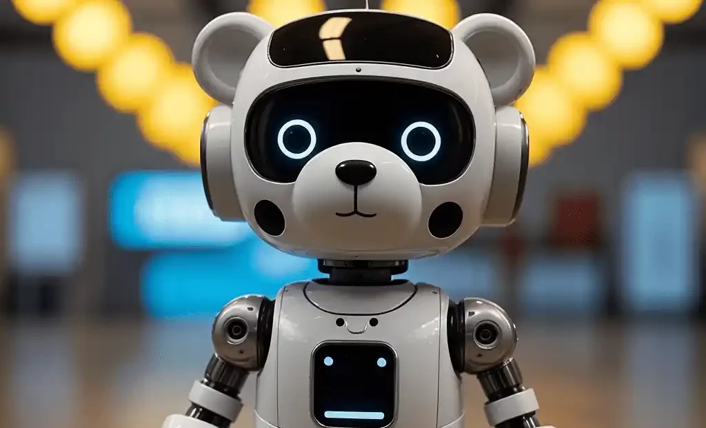 Baru chatbot in the form of an educational bear, showing the interaction interface and zoomorphic design for children